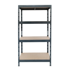 Raft metalic depozitare, Rivet Garage, 180 x 90 x 45 cm, gri, 4 polite, 300 kg/polita