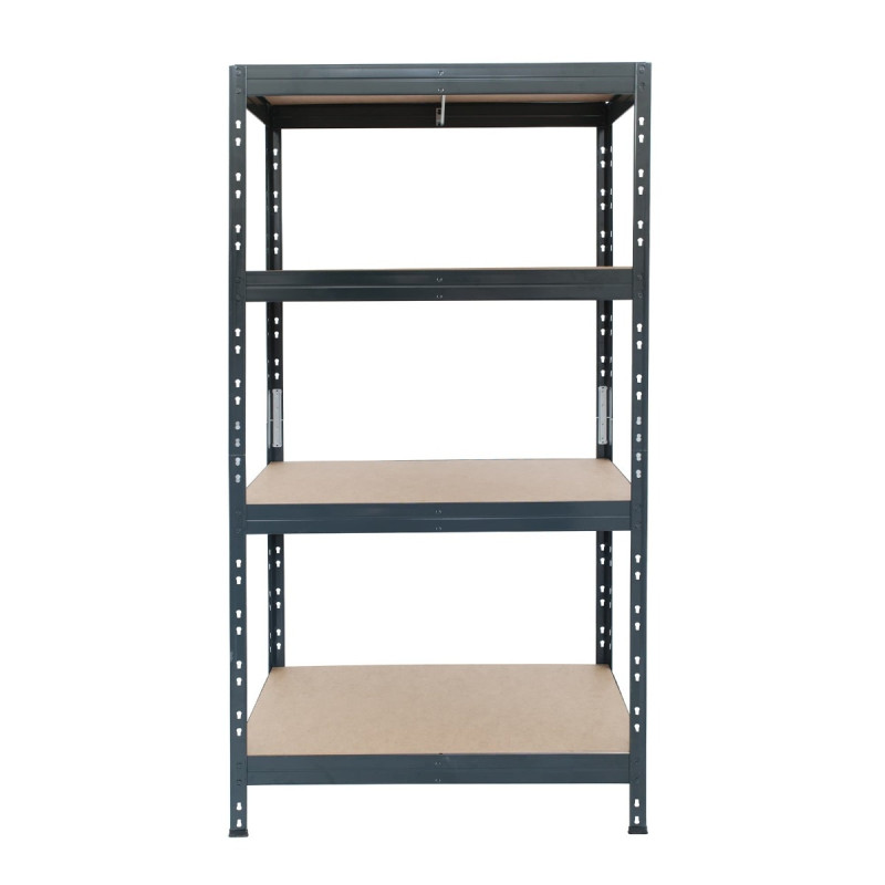 Raft metalic depozitare, Rivet Garage, 180 x 90 x 45 cm, gri, 4 polite, 300 kg/polita