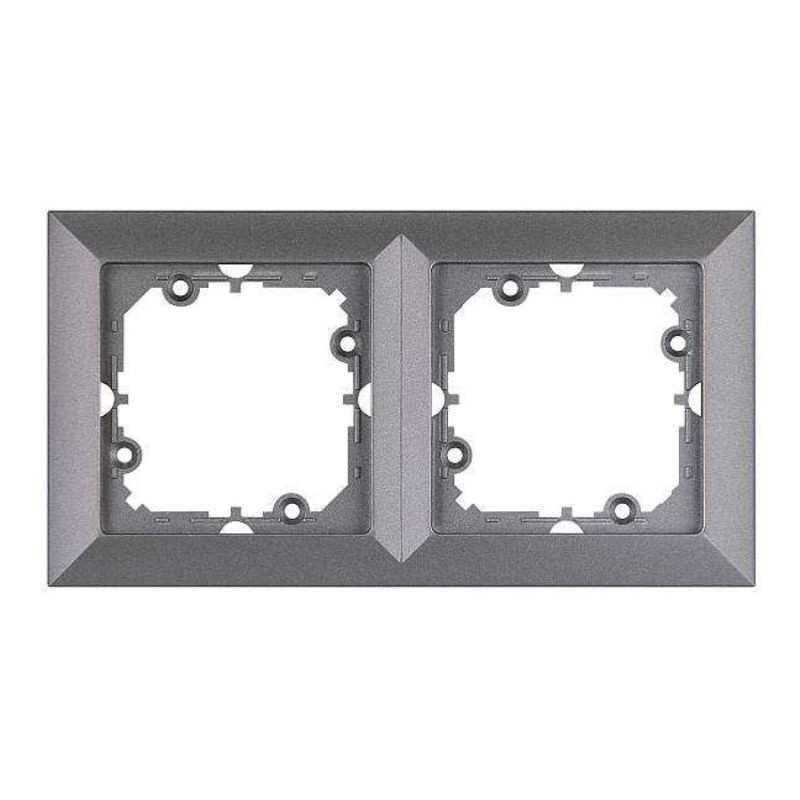 Rama Abex Perla RA-2P AN, 2 posturi, antracit, pentru priza / intrerupator