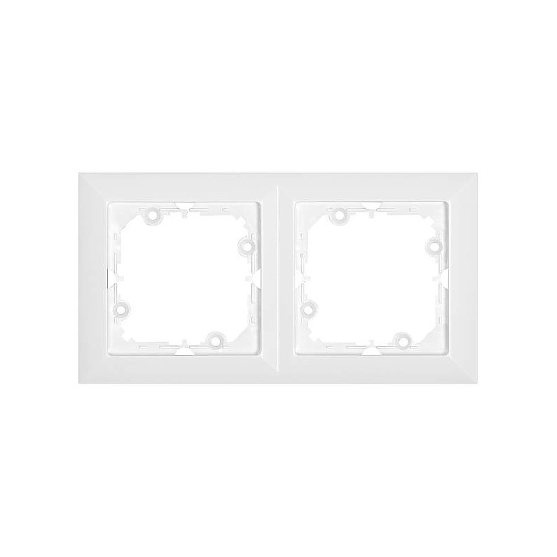 Rama Abex Perla RA-2PN, 2 posturi, alb, pentru priza / intrerupator