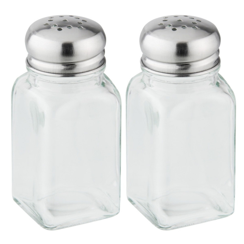 Recipiente pentru condimente, Fackelmann 46874, inox + sticla, transparent, 9.5 cm, set 2 piese