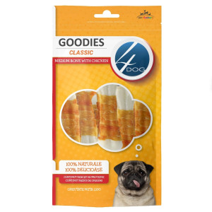 Recompensa caini / hrana complementara, 4 Dog Goodies Classic, punga 120 g, toate taliile, toate varstele, carne de pui