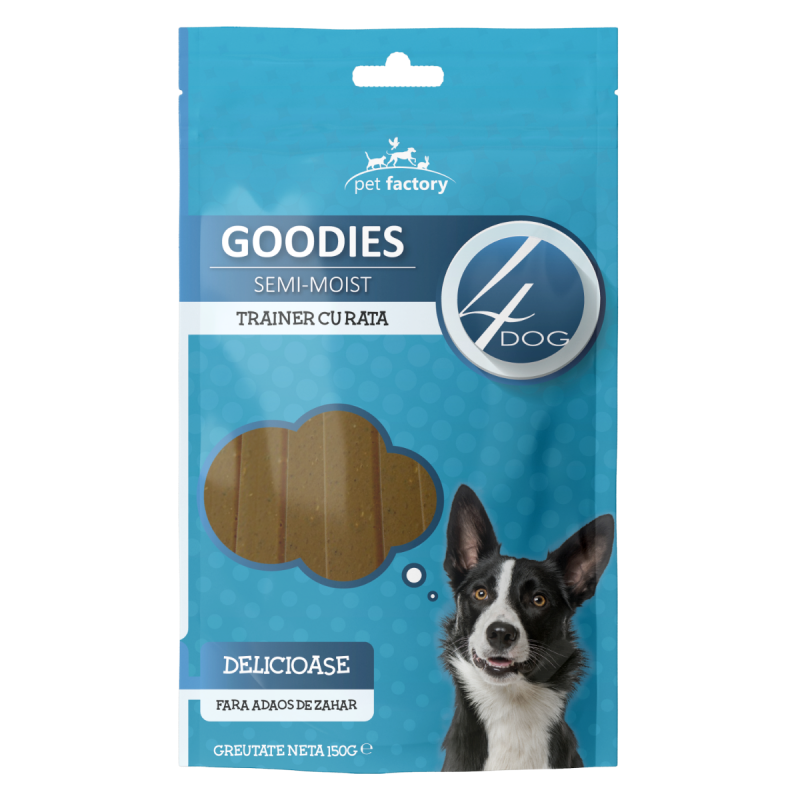 Recompensa caini / hrana complementara, 4Dog Trainer, punga 150 g, toate taliile, adult, carne de rata Recompensa caini / hrana complementara, 4Dog Trainer, punga 150 g, toate taliile, adult, carne de rata