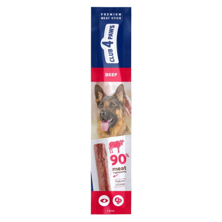 Recompensa caini / hrana complementara, Club 4 Paws Premium Meat Sticks, punga 12 g, toate taliile, adulti, vita
