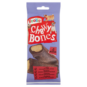 Recompensa caini / hrana complementara, Frolic Chewy Bones, punga 2 bucati, 170 g, toate taliile, adult, carne de vita