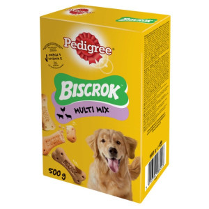 Recompensa caini / hrana complementara, Pedigree Biscrok, cutie 500 g, toate taliile, adult, diverse arome