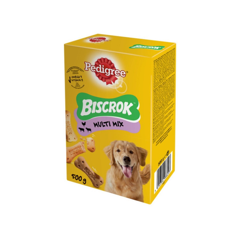 Recompensa caini / hrana complementara, Pedigree Biscrok, cutie 500 g, toate taliile, adult, diverse arome Recompensa caini / hrana complementara, Pedigree Biscrok, cutie 500 g, toate taliile, adult, diverse arome