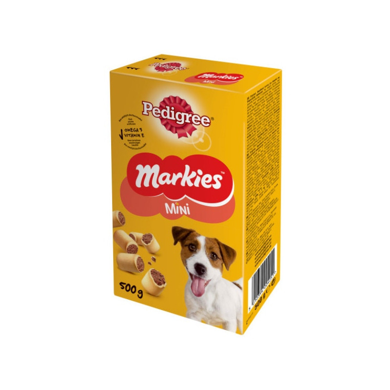 Recompensa caini / hrana complementara, Pedigree Markies Minis, cutie 500 g, toate taliile, adult Recompensa caini / hrana complementara, Pedigree Markies Minis, cutie 500 g, toate taliile, adult
