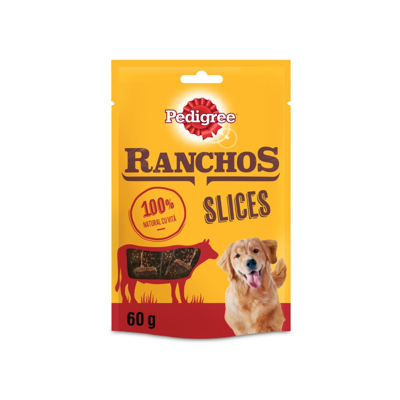 Recompensa caini / hrana complementara, Pedigree Ranchos Sticks, punga 10 bucati, 600 g, toate taliile, adult, carne de vita