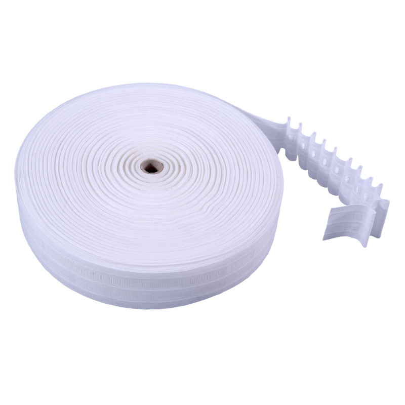 Rejansa 1-6843-55, bumbac, alb, incretire perdele, 5.5 cm
