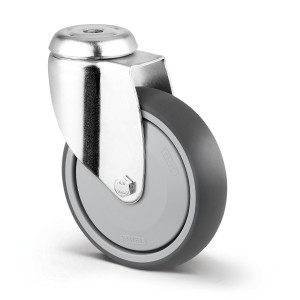 Roata pivotanta pentru carucior, din polipropilena/cauciuc gri, fara frana, Tente 2470PJP125P30, 125 mm, 125 kg