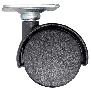 Rotila pentru mobila, pivotanta, fara blocare, din plastic, neagra, cu surub, diametru 50 mm