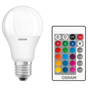 Bec LED color Osram clasic A60 E27 9.7W 806lm lumina calda / RGB 2700 K, dimabil + telecomanda