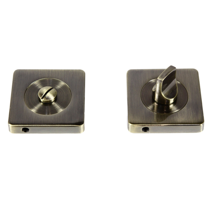 Rozeta patrata pentru usa lemn, ESC08 WC RS55 AB, zamac, antic bronz, 55 mm, 2 buc / set