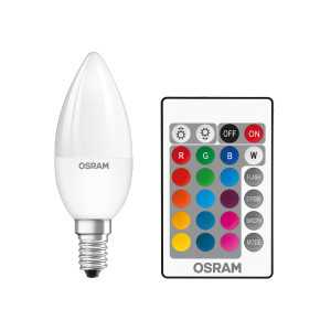 Bec LED color Osram lumanare B25 E14 4.2W 250lm lumina calda / RGB 2700 K, dimabil + telecomanda