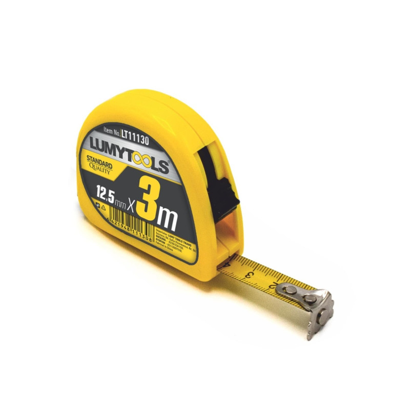 Ruleta cu banda metalica, cu blocare, cu magnet, Lumytools LT11130, 3 m