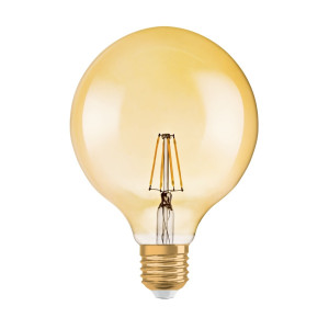 Bec LED decorativ Osram Vintage 1906 Fil Globe Gold G125 E27 6.5W 720lm lumina calda 2400K