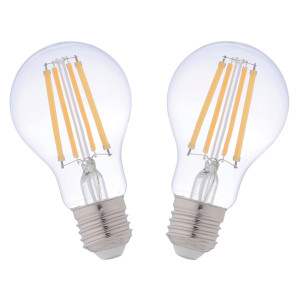 Bec LED filament Hoff clasic A60 E27 10W 1280lm lumina calda 2700 K - 2 buc