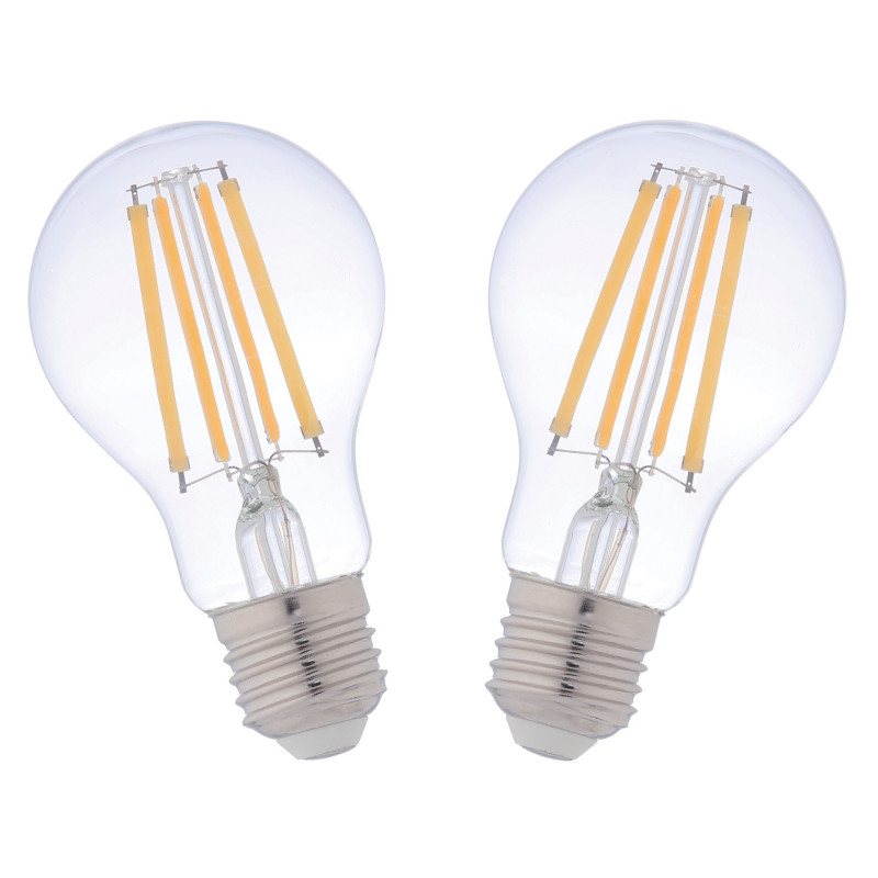 Bec LED filament Hoff clasic A60 E27 10W 1280lm lumina calda 2700 K - 2 buc
