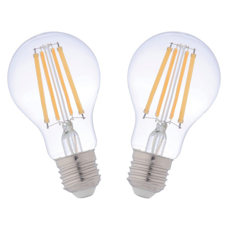 Bec LED filament Hoff clasic A60 E27 10W 1280lm lumina calda 2700 K - 2 buc
