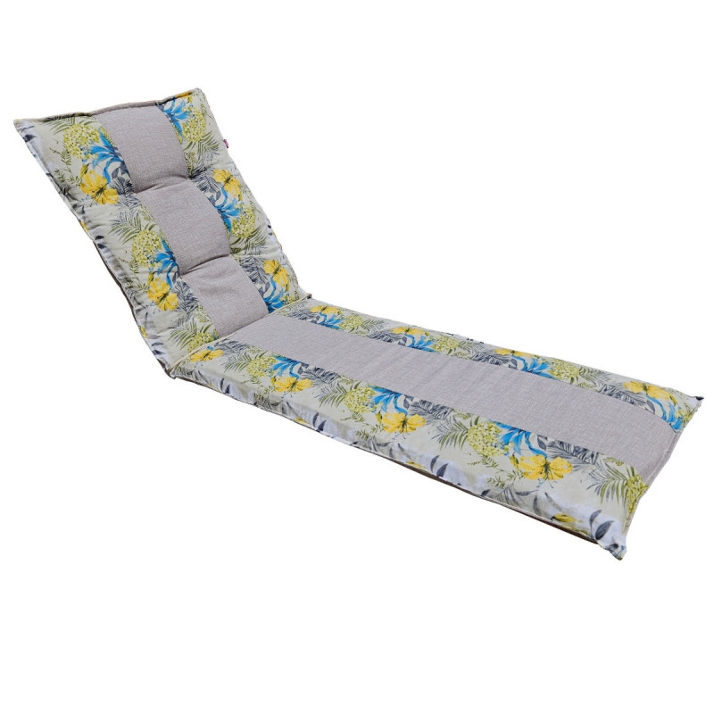 Saltea / perna pentru sezlong Exotic, gri + bej, 190 x 58 x 5 cm