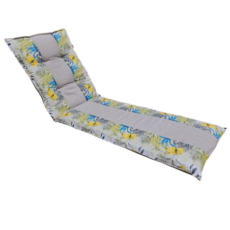 Saltea / perna pentru sezlong Exotic, gri + bej, 190 x 58 x 5 cm