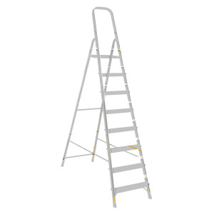 Scara aluminiu 1918, 1 x 8 trepte, inaltime 2.45 m, 150 kg