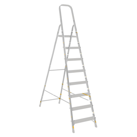 Scara aluminiu 1918, 1 x 8 trepte, inaltime 2.45 m, 150 kg