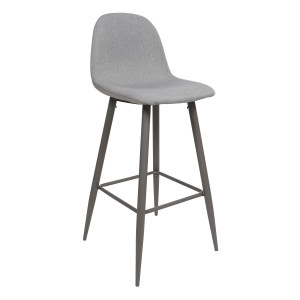 Scaun bar Charlton, fix, metal + stofa, gri, 104 cm
