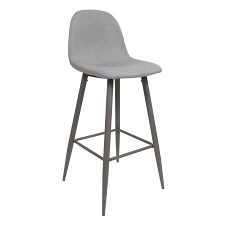 Scaun bar Charlton, fix, metal + stofa, gri, 104 cm