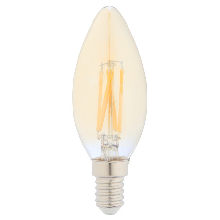 Bec LED filament Hoff lumanare E14 5W 430lm lumina calda 2500 K, auriu, dimabil
