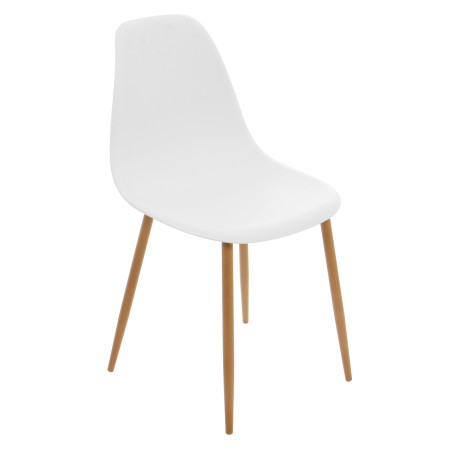 Scaun bucatarie / living fix Charlton, otel + plastic, alb + stejar