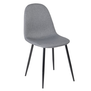 Scaun bucatarie / living fix Charlton, tapitat, metal + textil, gri + negru