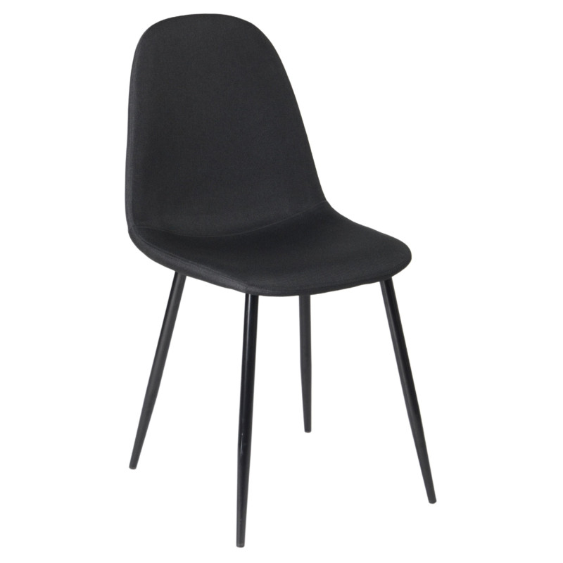 Scaun bucatarie / living fix Charlton, tapitat, metal + textil, negru + negru