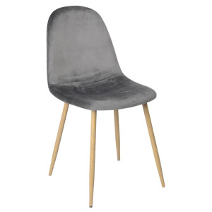 Scaun bucatarie / living fix Charlton, tapitat, otel + catifea, gri inchis + lemn