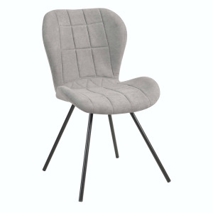 Scaun bucatarie / living fix Elodi, tapitat, otel + stofa, gri + negru