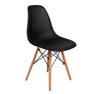 Scaun bucatarie / living fix GC-83, lemn + polipropilena, negru