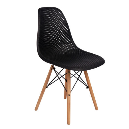 Scaun bucatarie / living fix GC-83, lemn + polipropilena, negru