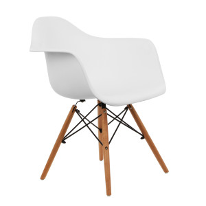 Scaun bucatarie / living fix Kohler, lemn + metal + plastic, alb