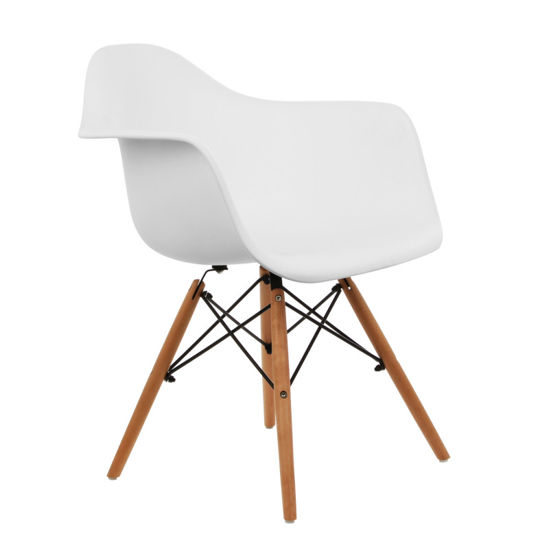 Scaun bucatarie / living fix Kohler, lemn + metal + plastic, alb