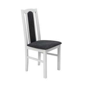 Scaun bucatarie / living fix S-37BOSS7, tapitat, lemn + textil, negru + alb