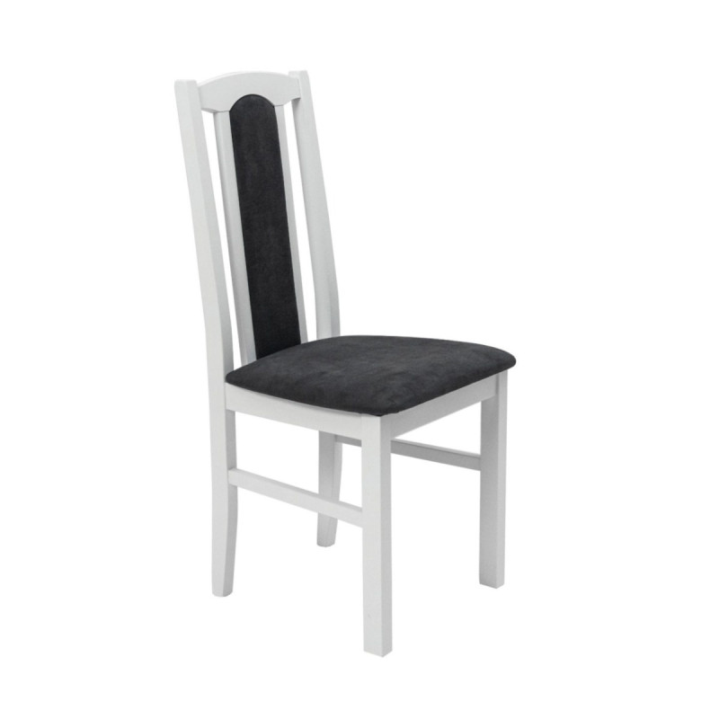 Scaun bucatarie / living fix S-37BOSS7, tapitat, lemn + textil, negru + alb