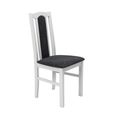 Scaun bucatarie / living fix S-37BOSS7, tapitat, lemn + textil, negru + alb