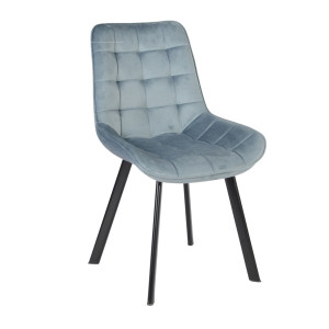 Scaun bucatarie / living fix Stike, metal + textil, albastru + negru