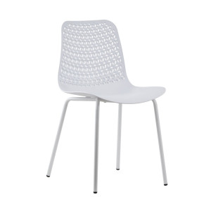 Scaun bucatarie / living fix XRB-1018, metal + polipropilena, alb