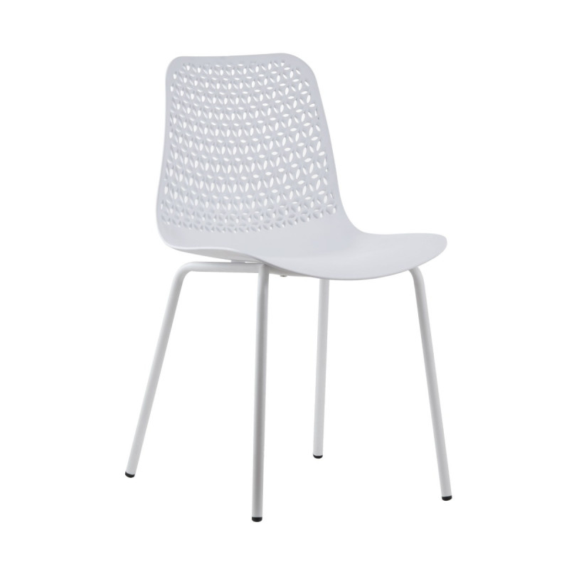Scaun bucatarie / living fix XRB-1018, metal + polipropilena, alb