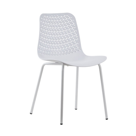 Scaun bucatarie / living fix XRB-1018, metal + polipropilena, alb