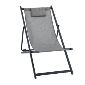 Scaun camping Lisa Grandio Mob, pliant, structura metal, gri + negru, 61 x 97 x 92 cm