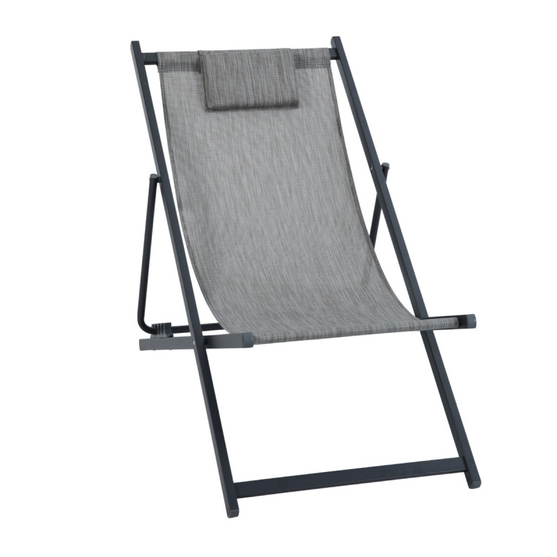 Scaun camping Lisa Grandio Mob, pliant, structura metal, gri + negru, 61 x 97 x 92 cm