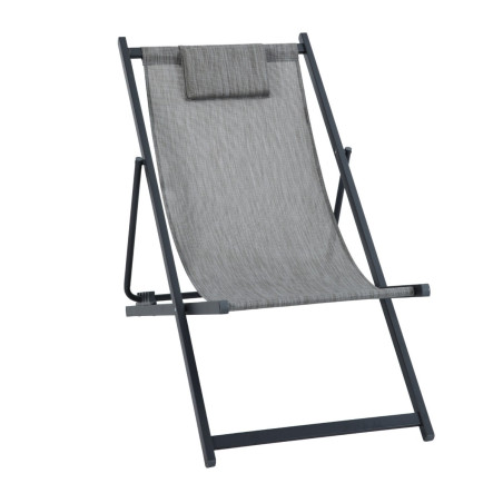 Scaun camping Lisa Grandio Mob, pliant, structura metal, gri + negru, 61 x 97 x 92 cm